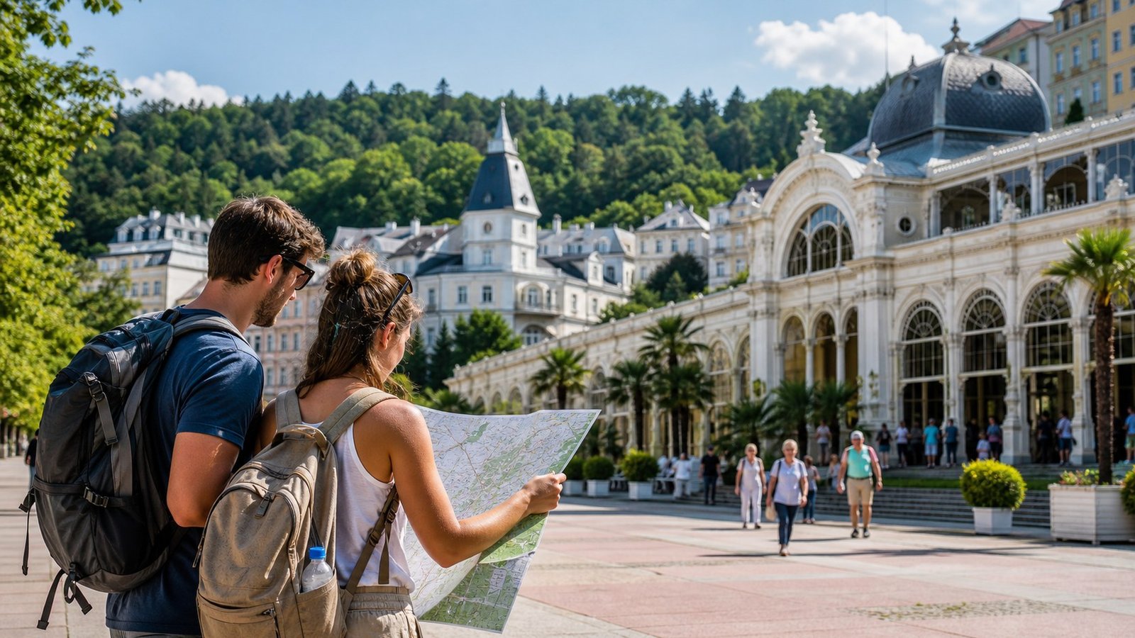 Ausflüge in Marienbad mit Karte vor der Kolonnade