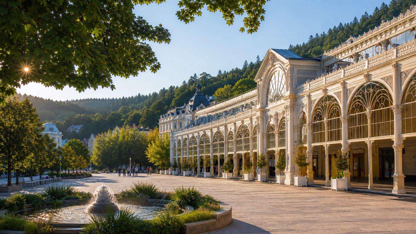Colonnade and spa promenade in Marianske Lazne