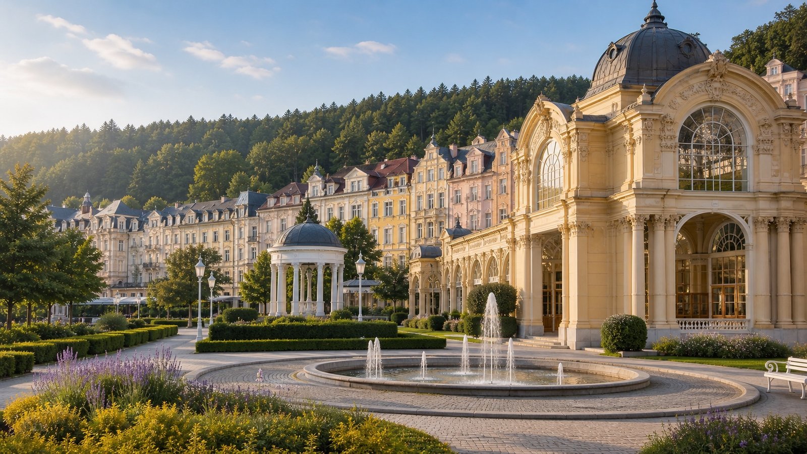 Marienbad mit Kolonnade, Kurpark und historischen Hotels