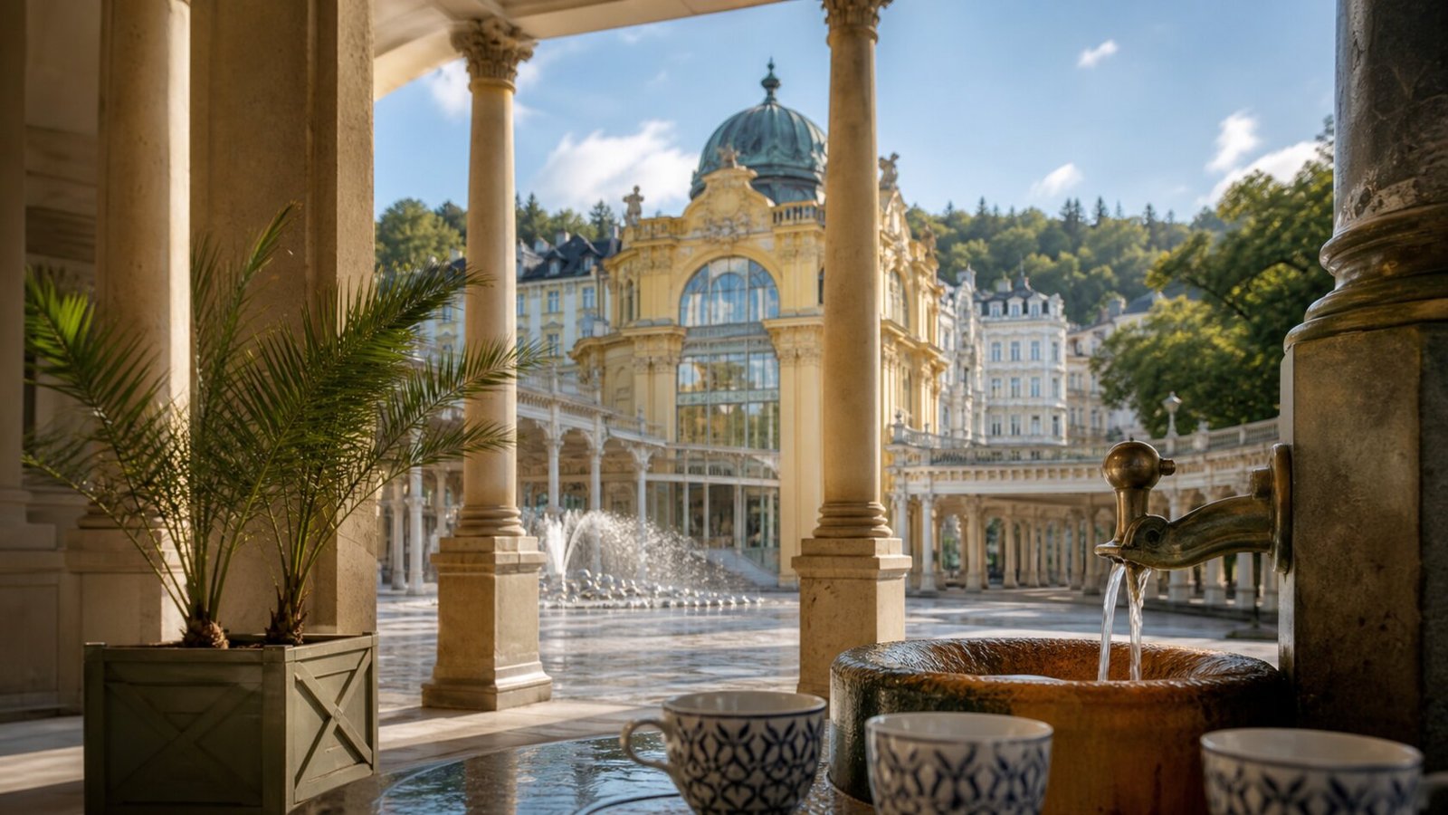 Mineralquelle und Kurbecher in Marienbad