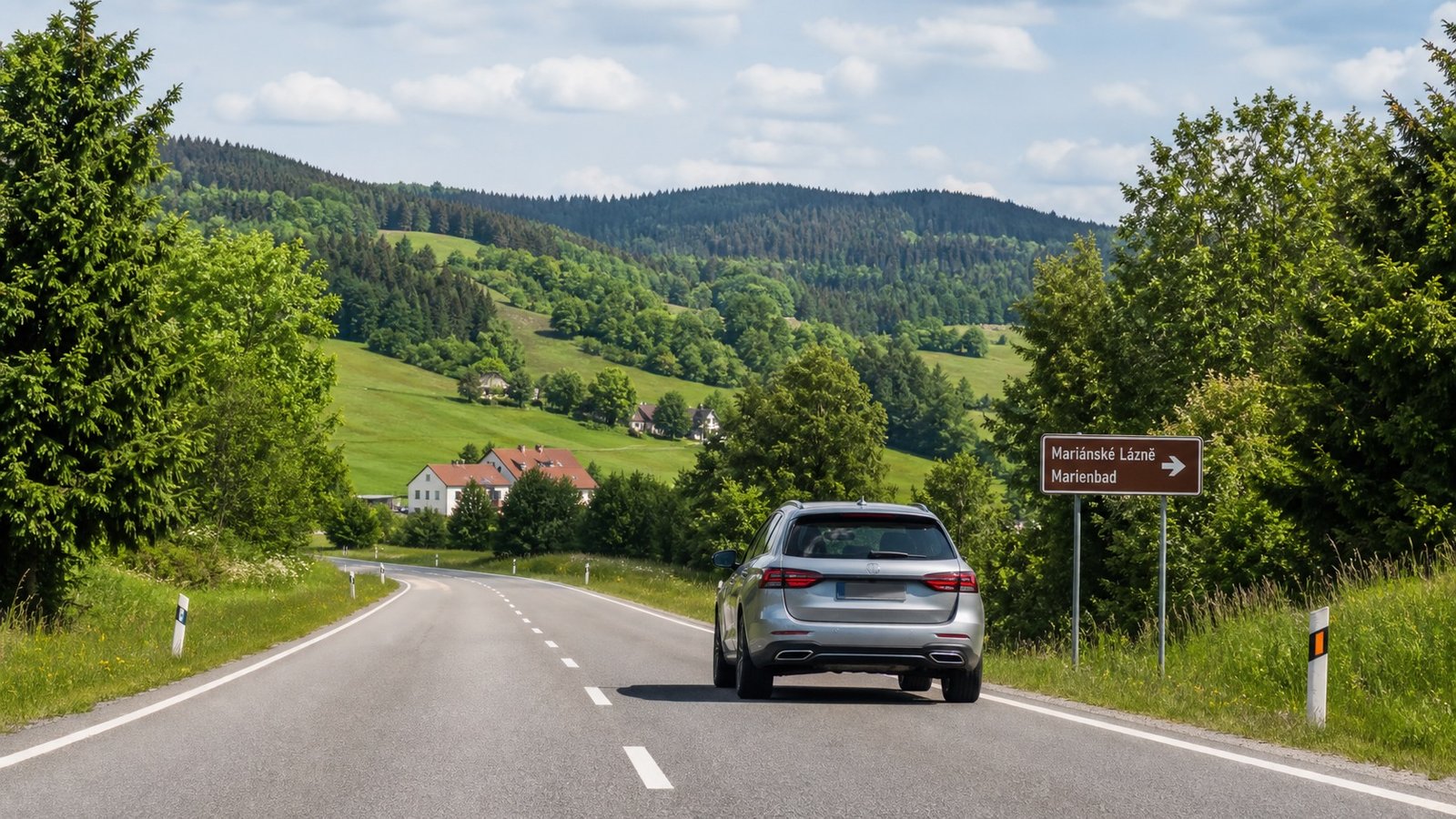 Autoreise nach Marienbad ohne Maut auf einer regionalen Straße